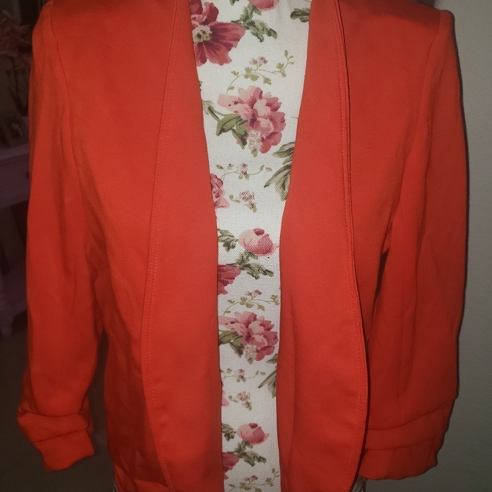 Carolina Belle Montreal Bright Orange Red Jacket sz Medium Blazer Jacket